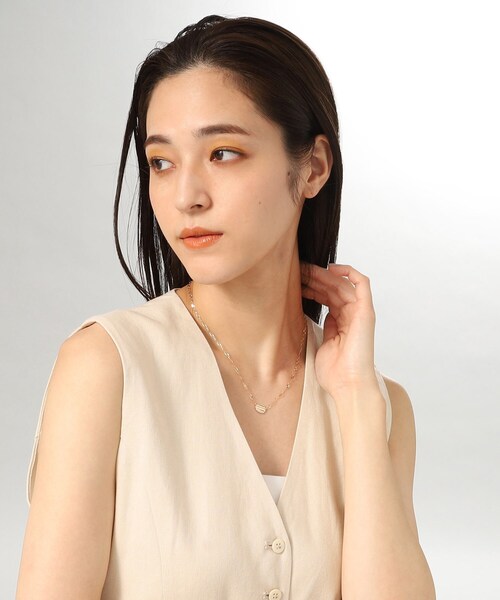 COCOSHNIK ネックレス K10ウェーブプレートオクタゴンシェイプ
