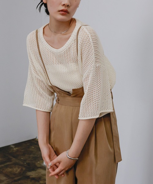 select MOCA ニット セーター リネンタッチメッシュニット