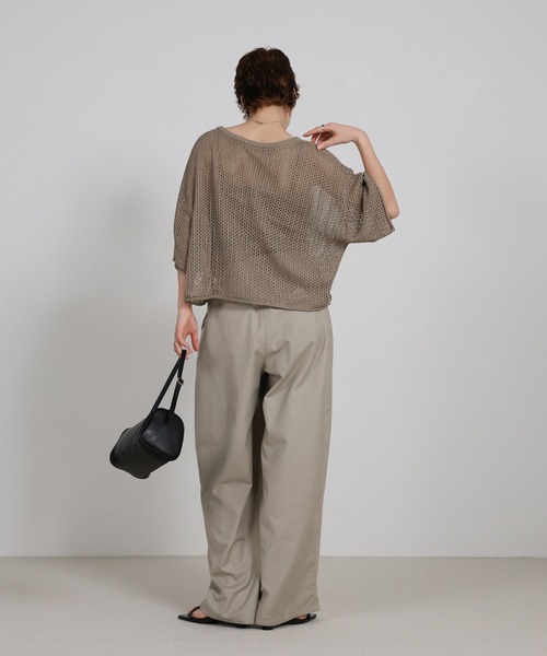 【1253】✨美品✨DeuxiemeClasse麻100％　メッシュトップス select MOCA（セレクトモカ） ニット セーター リネンタッチメッシュ