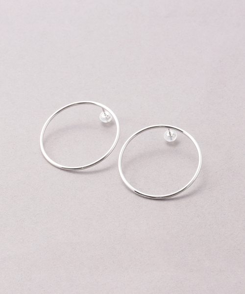 Lilas ピアス 1.5パイプ3.4cmサークルピアスWG K10 レディース