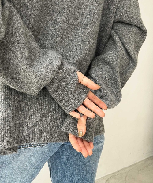ニット セーター ふわふわ指穴クルーネックニット レディース | GeeRA | 13