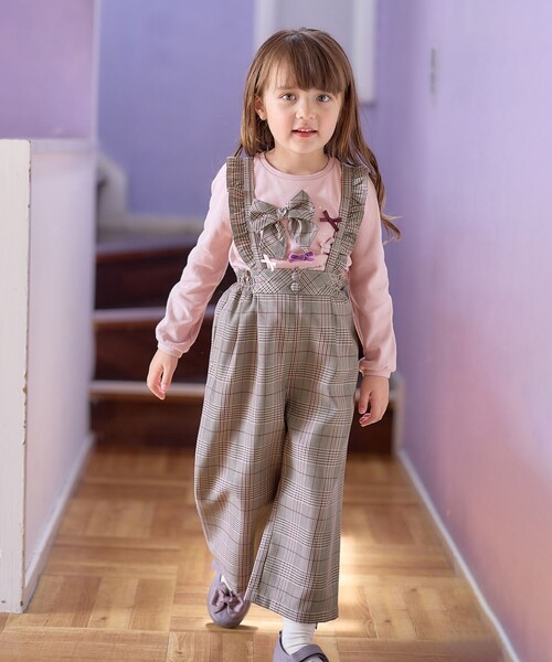 ANY（エニィ） サロペット オーバーオール フリル チェック サロペット