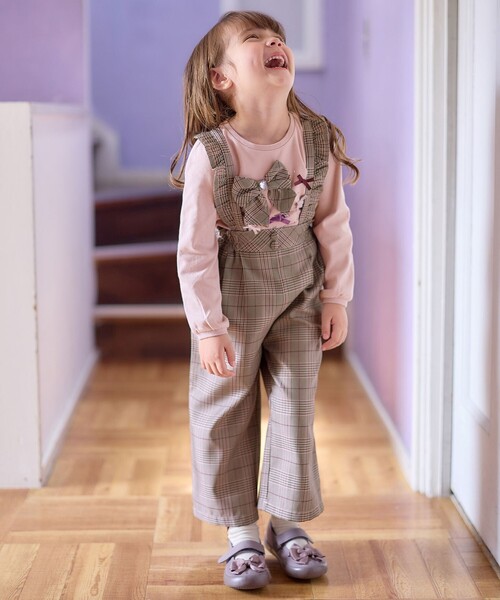 ANY（エニィ） サロペット オーバーオール フリル チェック サロペット