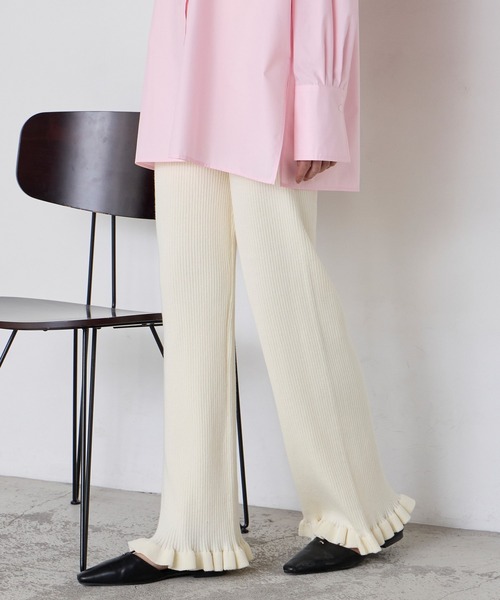 3.1 phillip limニットパンツ　フリル　ストライプXS美品 forksy.（フォルクシー） パンツ 「forksy.」「エブリデイシリーズ