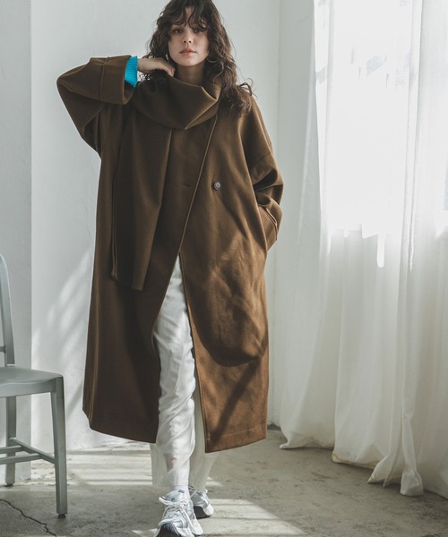 bohmal（ボマール） ノーカラーコート コート ビッグストール付