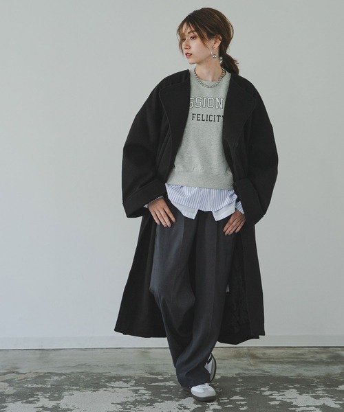 bohmal（ボマール） ノーカラーコート コート ビッグストール付