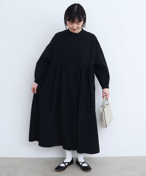 美品 l'atelier du savon ⿻ Aライン ワンピース 飾りボタン l'atelier du savon ワンピース _タイプライター ころころボタン