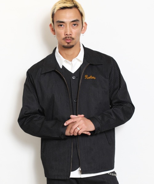 ROTAR   ワークベスト ROTAR ベスト ジレ Work Striped Vest メンズ : ZOZOTOWN Yahoo