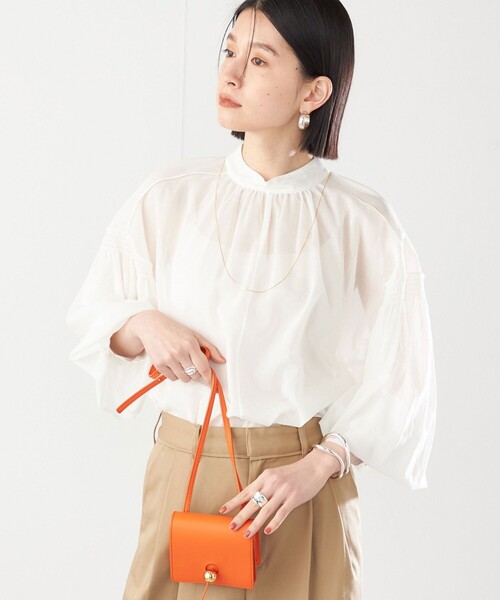 ブラウス シャツ 「手洗い可能」ボイル オーガンジー シャーリング ボリューム ブラウス 24SS  レディース