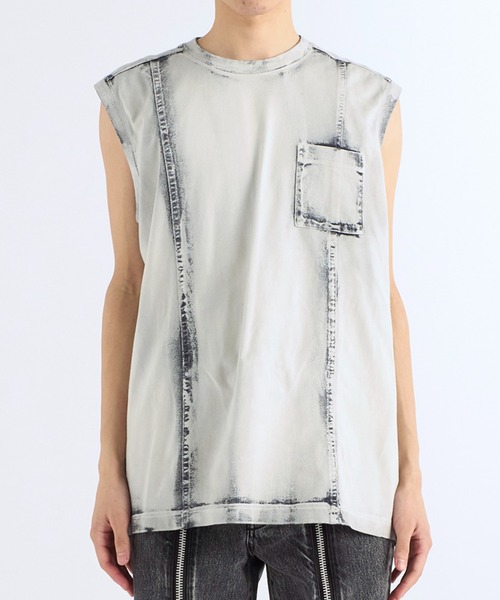 JOHN LAWRENCE SULLIVAN トップス BLEACHED JERSEY SLEEVELESS