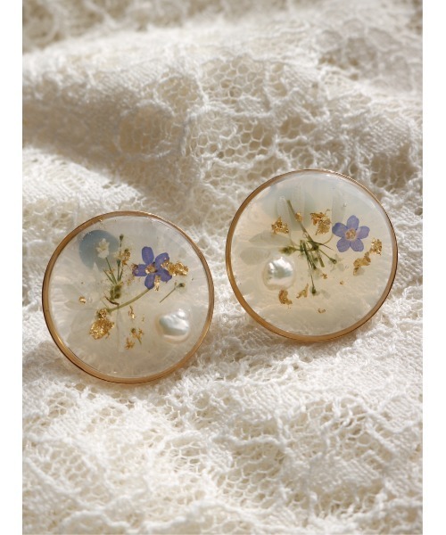 TONE ピアス 「chiguhagu」押花と淡水パールのピアス (MA