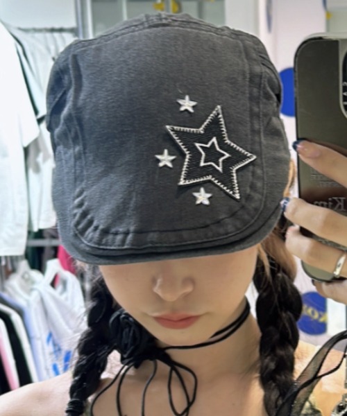KTZ ベレー帽　星　スター KOM 帽子 ベレー帽 A'GEM/9 × .kom 「.KOM/ドットケーオーエム