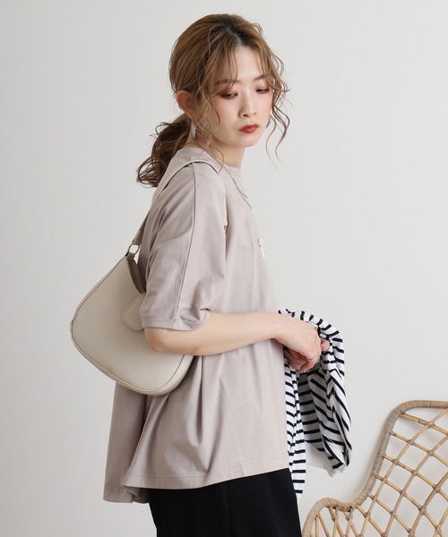 EGLANTINE tシャツ Eglantine ロゴプリント×フラワー刺繍