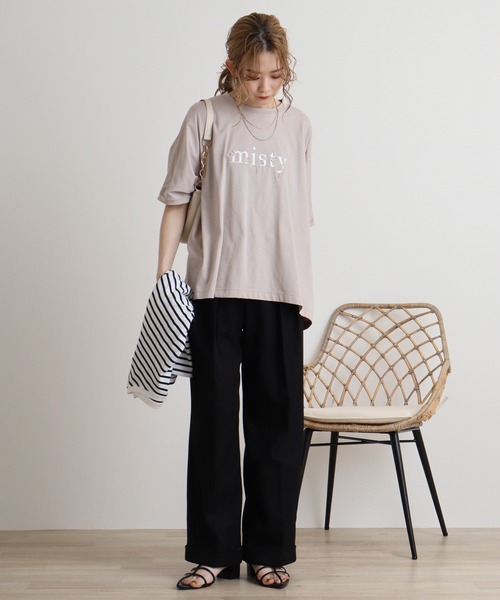 tシャツ Eglantine 刺繍ロゴカットソー レディース EGLANTINE tシャツ Eglantine ロゴプリント×フラワー刺繍