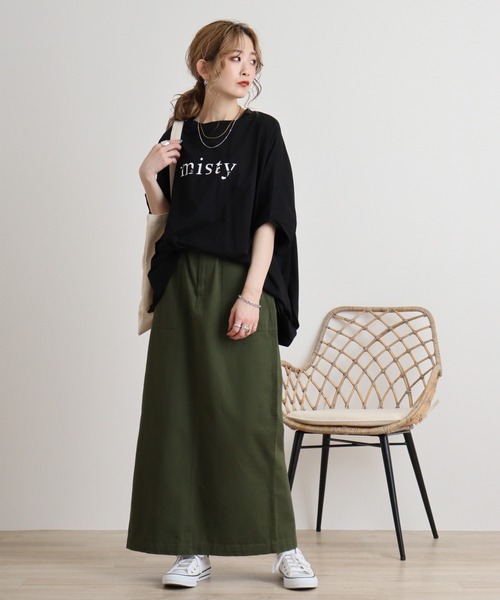 tシャツ Eglantine ロゴプリント×フラワー刺繍カットソー レディース EGLANTINE tシャツ Eglantine ロゴプリント×フラワー刺繍