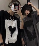 tシャツ ヴィンテージライク ハート プリント...の詳細画像1