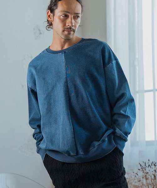 CAMBIO トレーナー スウェット msw1534-Denim×URAKE Combination