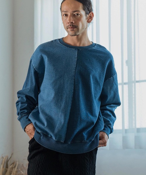 CAMBIO（カンビオ） トレーナー スウェット msw1534-Denim×URAKE