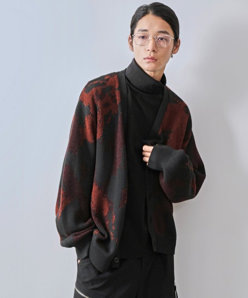 ※大河※ダブルジャガードカーディガン JUNRED（ジュンレッド） カーディガン ダブルジャガードカーディガン