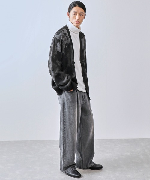 ※大河※ダブルジャガードカーディガン JUNRED（ジュンレッド） カーディガン ダブルジャガードカーディガン