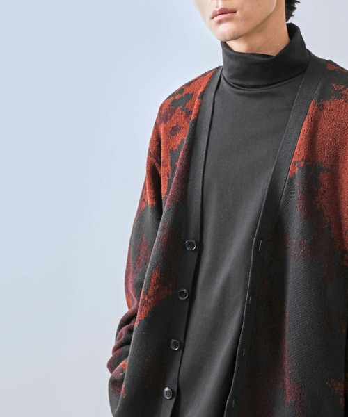 ※大河※ダブルジャガードカーディガン レオパード柄ダブルジャガードカーディガン｜メンズファッション通販