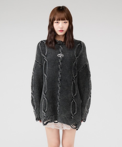 Chick ニット セーター Vintage damage Knit / ヴィンテージ風ダメージ 