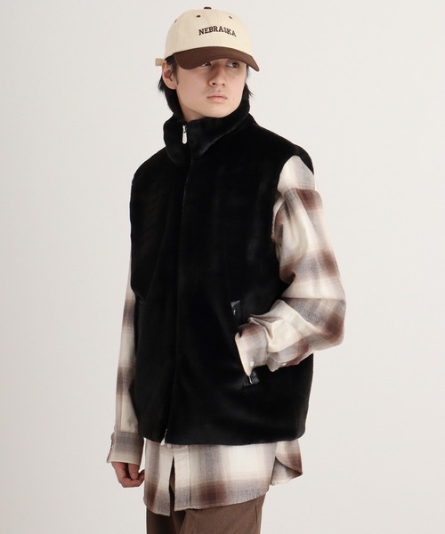 MMMM ダウンベスト ベスト フェイクファースタンドベスト メンズ