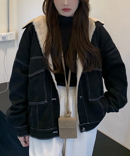 ブルゾン アウター インナーファーデニムステッチブルゾン レディース | LACーVERT | 09