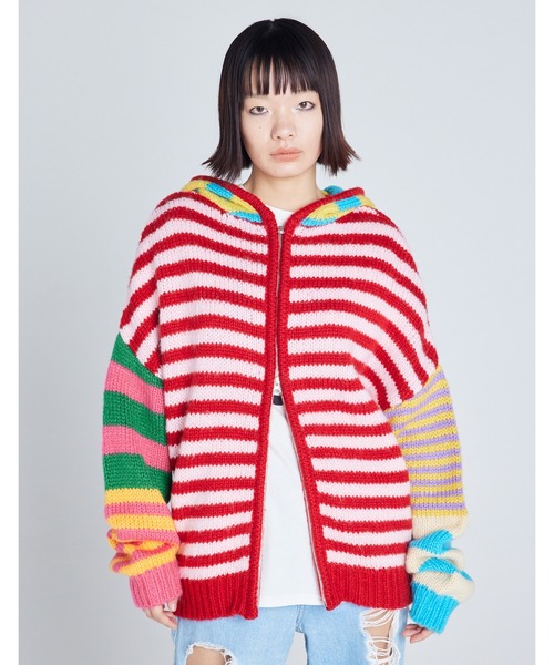 パーカー 「8」「it」「Little Sunny Bite」stripe knit hoodie レディース メンズ