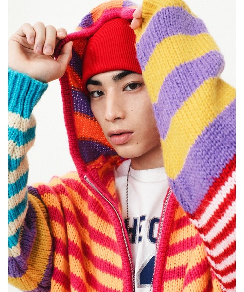 パーカー 「8」「it」「Little Sunny Bite」stripe knit hoodie レディース メンズ Little sunny bite パーカー 「8」「it」「Little Sunny Bite