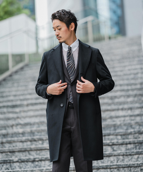 EDIFICE（エディフィス） チェスターコート 44 ブラック メンズ