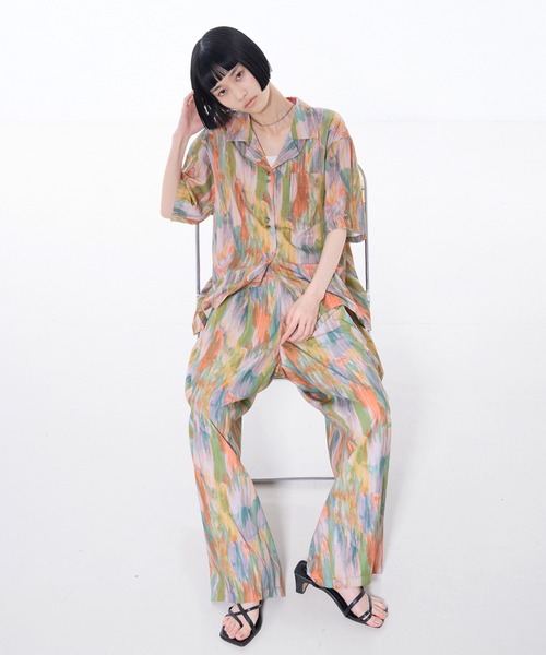NOMINE（ノミネ） ワイドパンツ パンツ 水彩アート ニュアンスプリント