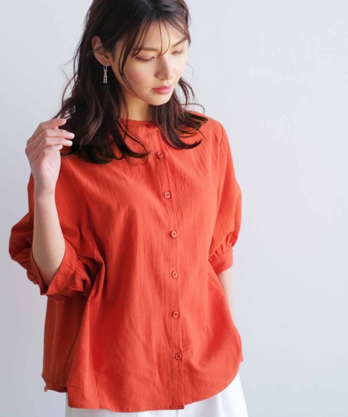 ブラウス シャツ 綿100％スタンドカラーシャツ レディース : ZOZOTOWN