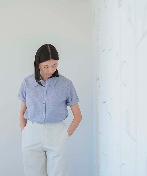 tシャツ コットンダブルワッシャー ショートスリーブシャツ「ストライプ」 7/7 レディース