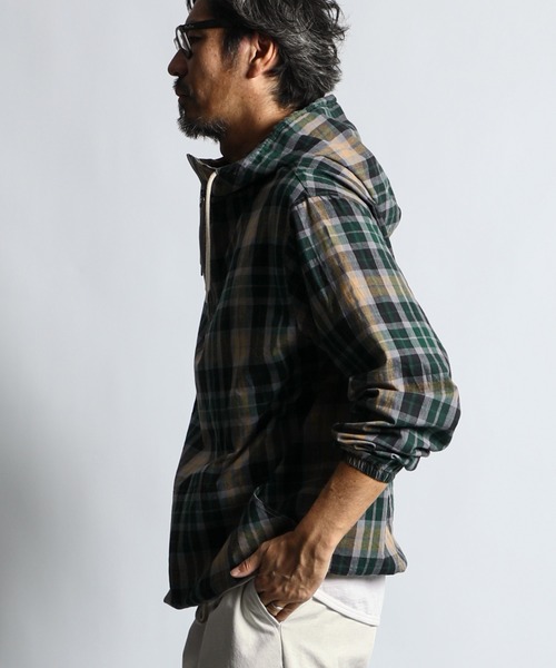 The DUFFER of ST.GEORGE シャツ MADRAS CHECK PULLOVER HOODIE SHIRTS