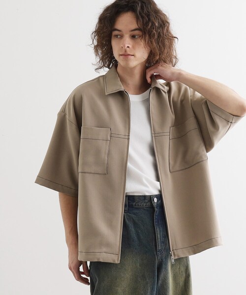 【超希少】Niche ステッチ ミリタリー シャツジャケット tk.TAKEO KIKUCHI（ティーケータケオキクチ） シャツ 半袖 ステッチ