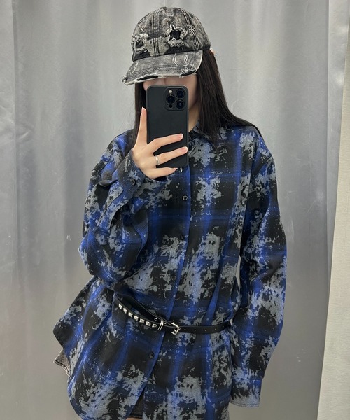 ブラウス シャツ ブリーチチェックシャツ レディース メンズ