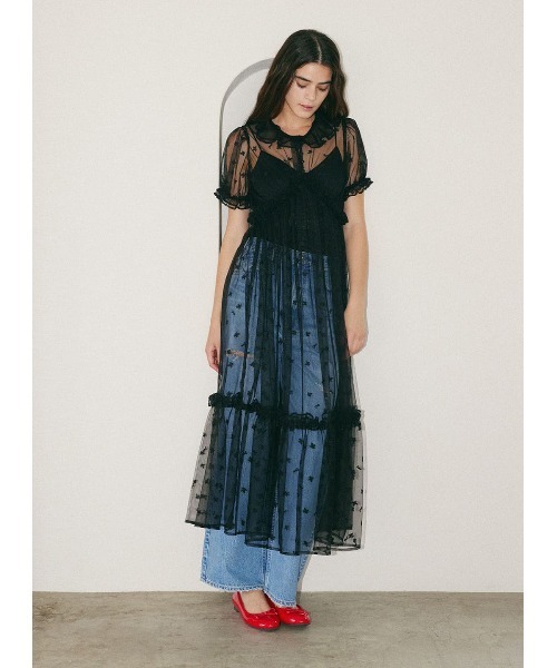 COEL（コエル） ワンピース オリジナル刺繍チュールワンピース