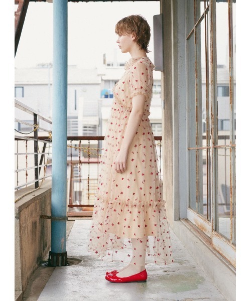 COEL（コエル） ワンピース オリジナル刺繍チュールワンピース