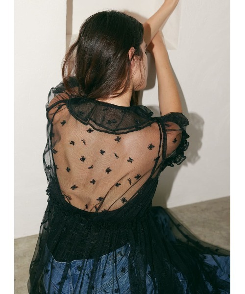 coel コエル フラワーモチーフチュールトップス coel コエル フラワー