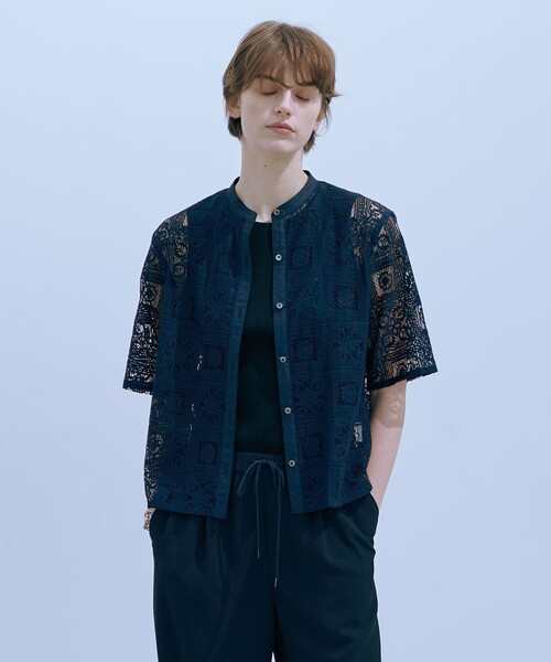 ブラウス シャツ 「洗える」モザイクレース ハーフスリーブ ブラウス レディース J.PRESS ブラウス シャツ 「洗える」モザイクレース ハーフ