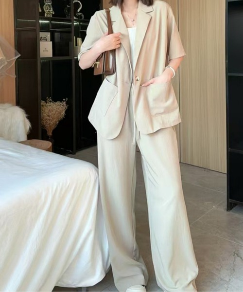 【SATUR】(W) セットアップ カジュアルトップス＆パンツ R4964 She's Closet セットアップ 「低身長向け/高身長向けサイズあり