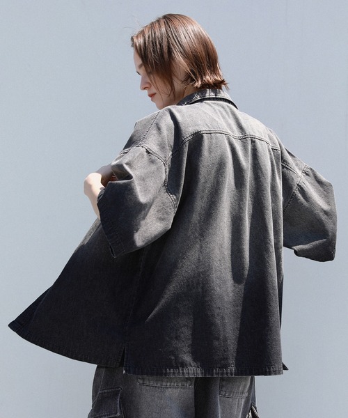 ROCHEM シャツ グラデーションデニム半袖シャツ メンズ