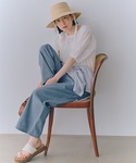 ブラウス シャツ 半袖 ラミー混リブ付きシアー...の詳細画像2