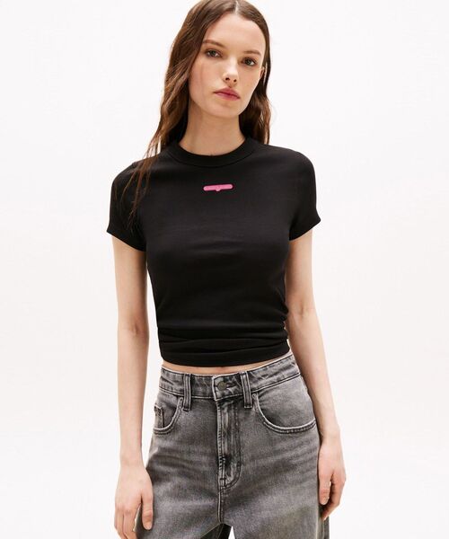 tシャツ スリムスプリクトラベルショートスリーブTシャツ レディース