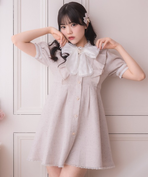 ROJITA（ロジータ） ワンピース シアーチェックボウタイツイード