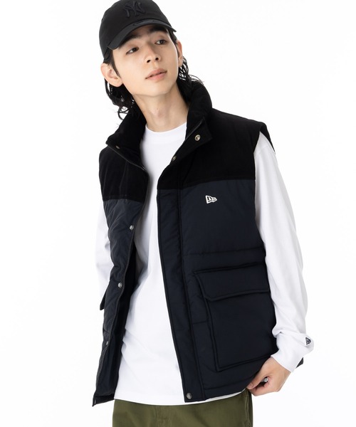 ニューエラ（NEW ERA）ダウンベスト コーデュロイ ナイロン コンビ ダウンベスト コーデュロイ ナイロン コンビ ネイビー | ニューエラ