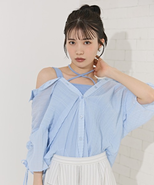 ブラウス シャツ マルチWAYビスチェ×シアーシャツ レディース