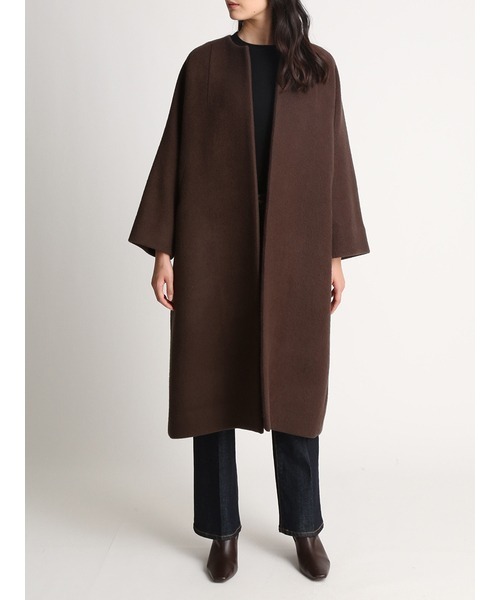 ミラオーウェン　ガウンコート　ピュアウール100% フリーサイズ　ブラウン Mila Owen（ミラオーウェン） ノーカラーコート 0 ブラウン レディース