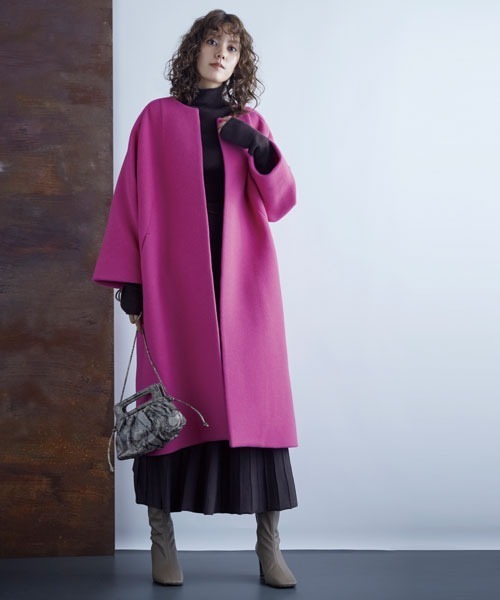 「Mila Owen」 ノーカラーコート 0 ブラウン レディース_画像4